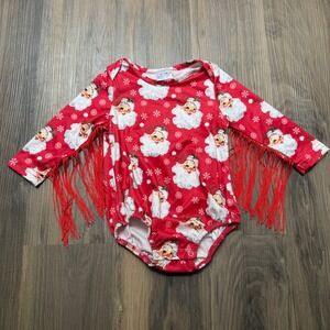 Santa Long Sleeve One Piece with Fringe 0-3 Months First Christmas Pony Club